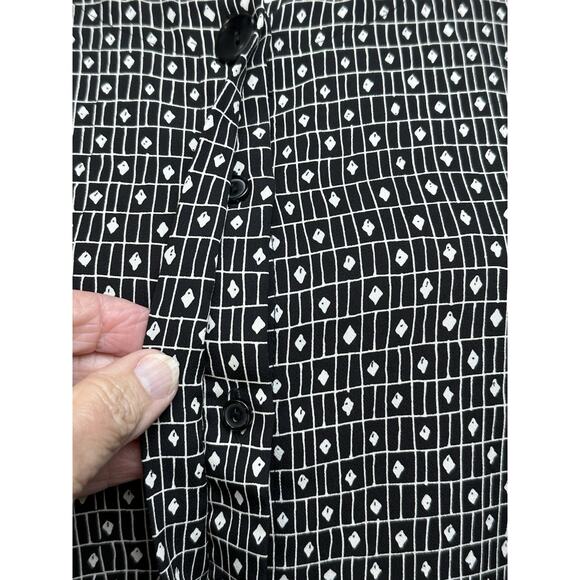 Christie & Jill Women’s 100% Polyester Short Sleeve Blouse Size 12 Black White - Picture 7 of 11